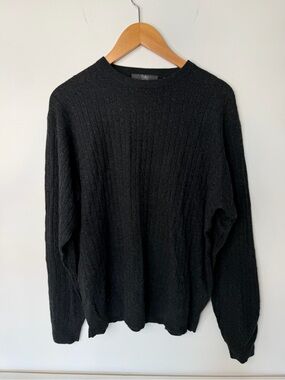 VTG Folio New York Silk Cashmere Blend Cable Knit Crewneck Sweater Luxury Large